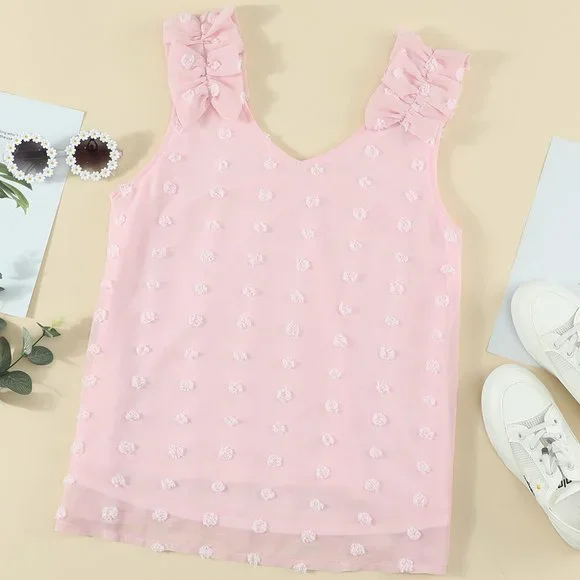 Tank Top Pink Ruffle Swiss Dot 2XL 18 - Picture 7 of 10